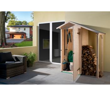 Weka Garten-Terrassenschrank 351 A inkl. Schleppdach, ca. B162/H196/T105 cm, Natur - Fichtenholz
