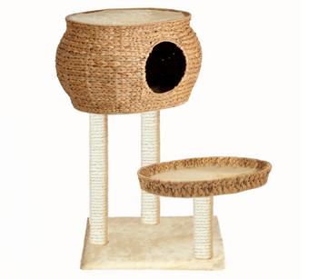 Silvio Design Kratzbaum Cestino - Plüsch / Sisal Metall Wasserhyazinthe Flachpressplatten