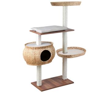 Silvio Design Kratzbaum Cosy, Walnuss, Beige / Dunkelbraun - Plüsch Sisal Flachpressplatten
