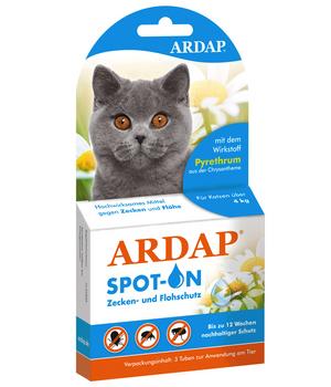 ARDAP® Zecken- und Flohschutz Spot-On für Katzen ab 4 kg, 3 x 0,8 ml