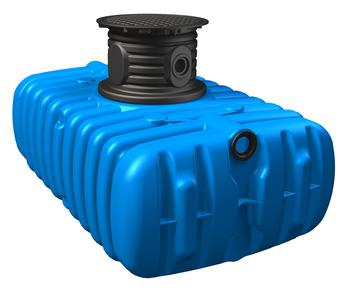 4rain Zisterne FLAT Flachtank inkl. Schachtverlängerung, Blau - Kunststoff
