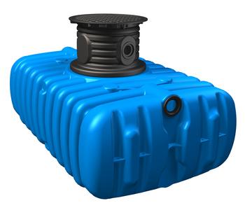 4rain Zisterne FLAT Flachtank inkl. Schachtverlängerung, Blau - Kunststoff