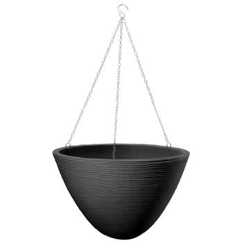 Dehner Kunststoff-Hängeampel San Diego, rund, dunkelgrau, ca. Ø33/H25 cm