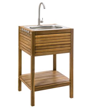 Dehner Spülschrank Southampton, ca. B52,5/H90/T50 cm, Braun - Edelstahl / Akazienholz