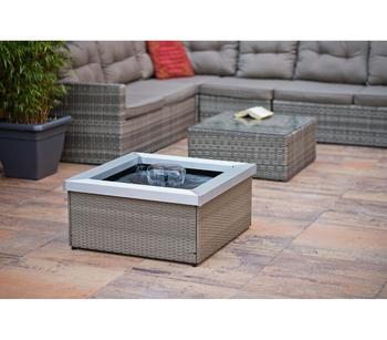 Ubbink Polyrattan-Gartenbrunnen Amora, ca. B74/H35/T74 cm, Beige, Hellgrau - Aluminium, PVC, Polyrattan