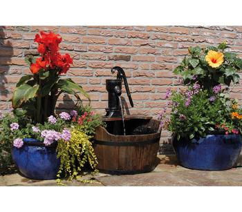 Ubbink Holz-Gartenbrunnen Newcastle, ca. Ø60/H75 cm, Braun - Kunststoff, Holz