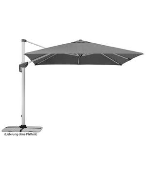 Schneider Premium Ampelschirm Monaco, granitgrau, quadratisch, ca. B300/T300 cm, Hellgrau - Aluminium / Polyester