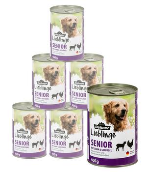 Dehner Lieblinge Nassfutter für Hunde Senior, Lamm & Geflügel, 6 x 400 g/800 g