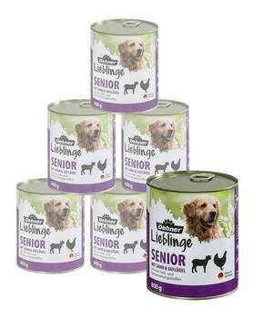 Dehner Lieblinge Nassfutter für Hunde Senior, Geflügel & Lamm, 6 x 400 g/800 g