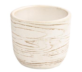 Dehner Keramik-Übertopf Blumentopf Wood, rund, Creme - Keramik