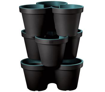 Dehner Kunststoff-Säulentopf Portland, rund, türkis, ca. Ø43/H58 cm, 3er-Set