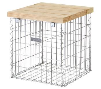 bellissa Gabionenbank, Silber / Hellbraun - Holz Stahl