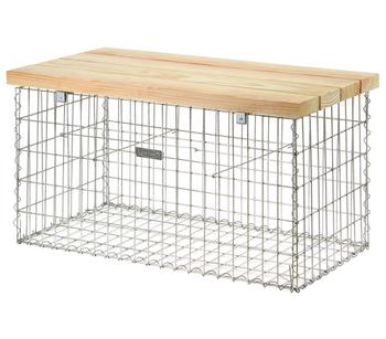 bellissa Gabionenbank, Silber / Hellbraun - Holz Stahl