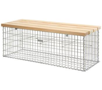 bellissa Gabionenbank, Silber / Hellbraun - Holz Stahl