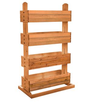 Hecht Vertikales Holz-Hochbeet Cube 4, ca. B82/H145/T50 cm, Braun - Tannenholz