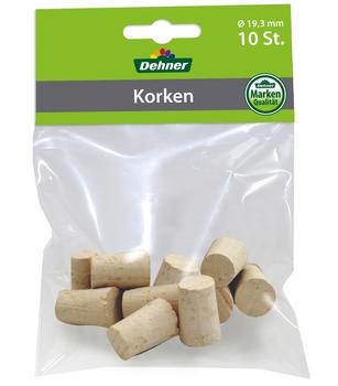 3 x Dehner Korken, Ø19,3 mm, 10er-Set, Hellbraun - Naturmaterial - Mindestbestellmenge: 3 Stk.