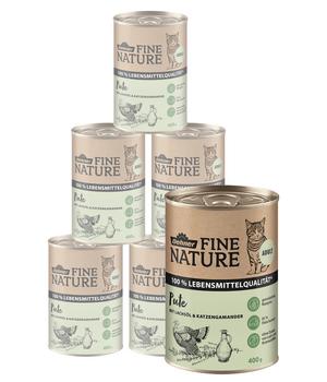 Dehner Fine Nature Nassfutter für Katzen Adult, Pute mit Lachsöl & Katzengamander