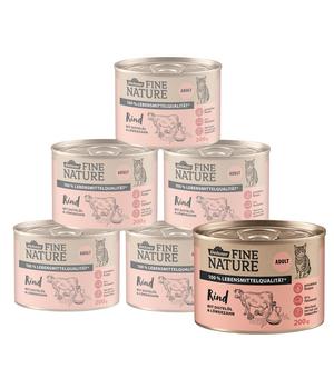 Dehner Fine Nature Nassfutter für Katzen Adult, Rind mit Distelöl & Löwenzahn