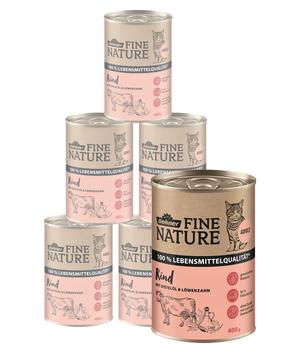 Dehner Fine Nature Nassfutter für Katzen Adult, Rind mit Distelöl & Löwenzahn