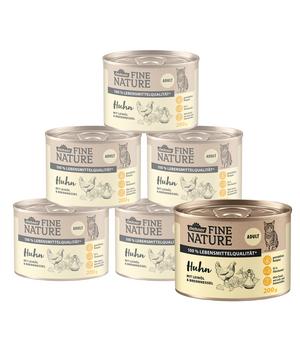 Dehner Fine Nature Nassfutter für Katzen Adult, Huhn mit Leinöl & Brennnessel