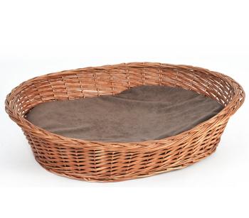 Silvio Design Ruhekorb mit Kissen, oval, Braun - Baumwolle / Weide