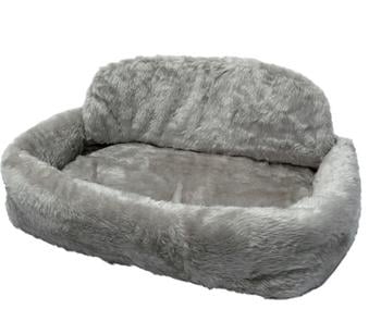 Silvio Design Hundesofa de Luxe mit Kissen, rechteckig, Grau - Schaumstoff, Plüsch