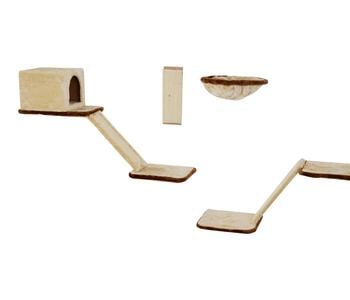 Silvio Design Katzen-Kletterwand, 8-teilig, Beige - Plüsch / Sisal Flachpressplatten