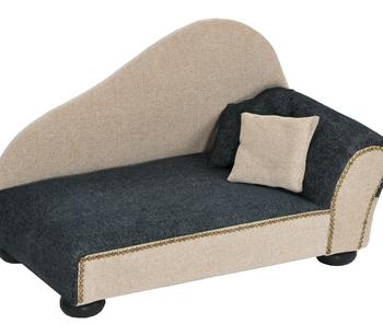 Silvio Design Heimtier-Ottomane Leroy, Creme, Dunkelblau - Textilien, Kunststoff