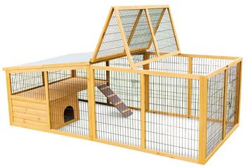 KERBL Freigehege mit Plastikdach, ca. B220/H75/T115 cm - Holz, Kunststoff