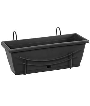 Dehner Blumenkasten-Komplettset inkl. Bewässerung und Untersetzer, ca. B 50/H19/T17 cm, Dunkelgrau - Kunststoff