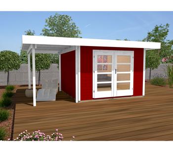 Weka Designhaus 126 A, Gr. 2, ca. B500/H225/T377 cm, Rot - Holz