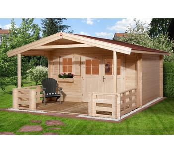 Weka Gartenhaus 111 B mit Vordach + Terrasse, Natur - Holz