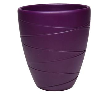 Dehner Keramik-Übertopf Blumentopf Rille, konisch, ca. Ø13 cm, Lila - Keramik