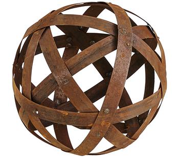Ferrum Metall-Kugel aus Blechstreifen, rund, rost, Braun - Metall
