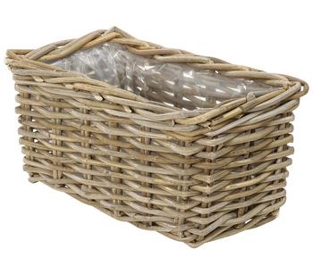 Van der Leeden Rattan-Pflanzkasten, graubraun, Hellbraun, Grau - Rattan