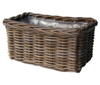 Van der Leeden Rattan-Pflanzkasten, graubraun, Hellbraun / Grau - Rattan