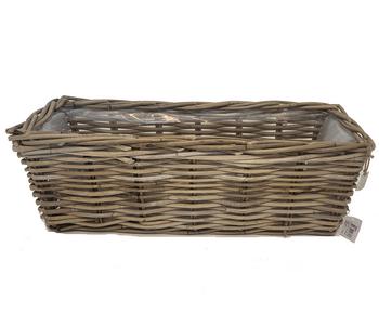 Van der Leeden Rattan-Pflanzkasten, graubraun, Hellbraun, Grau - Rattan