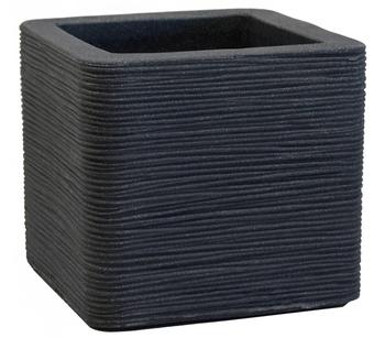 Dehner Kunststoff-Topf 'Rille', quadratisch, anthrazit