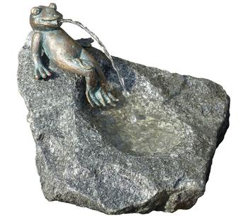 Rottenecker Granit-Gartenbrunnen Frosch Heinrich, Ø 55 x 60 cm, Grau - Granit, Bronze