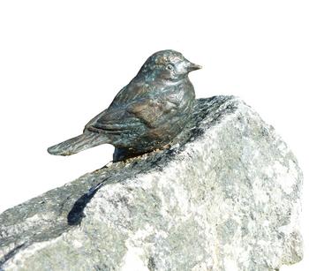 Rottenecker Bronzefigur Vogel auf Findling