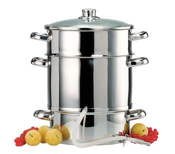 Nik. Schmitt Edelstahl-Dampfentsafter, 8 l, ca. Ø26/H29 cm, Silber - Edelstahl