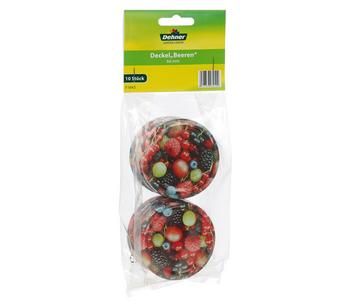 5 x Dehner Schraubdeckel Beeren, für Einkochgläser Ø66 mm, 10er-Set, Bunt - Blech - Mindestbestellmenge: 5 Stk.