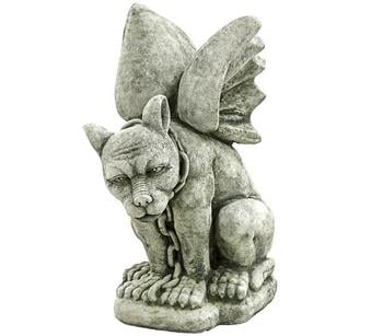 Denscho Stein-Drache sitzend mit Kette, 40 x 25 x 48 cm