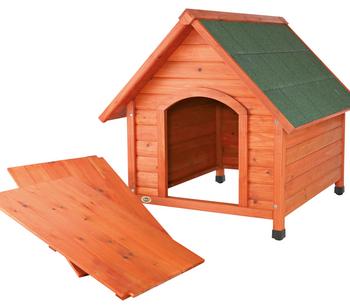 Trixie Hundehütte Classic mit Flachdach, Braun - Kiefernholz