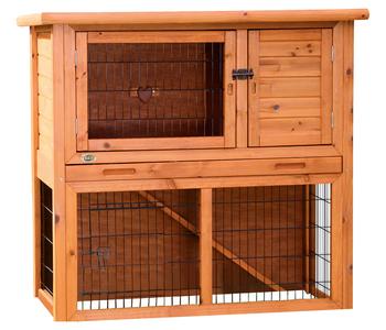 Trixie natura Kleintierstall mit Freilaufgehege, braun, ca. B104/H97/T52 cm