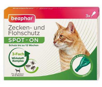 beaphar Zecken- & Flohschutz SPOT-ON für Katzen, 3x0,8 ml
