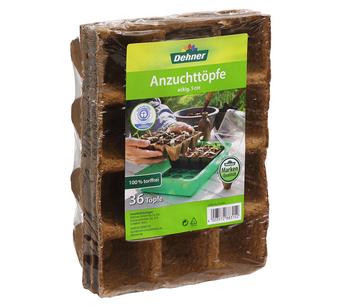 2 x Dehner Anzuchttöpfe für Pflanzen, 5 cm, 36 Stk., Braun - Zellulose