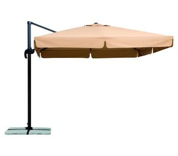 Schneider Classics Sonnenschirm Rhodos, Holzoptik, quadratisch ca. B300/T300 cm, Taupe - Polyester, Aluminium, Stahl
