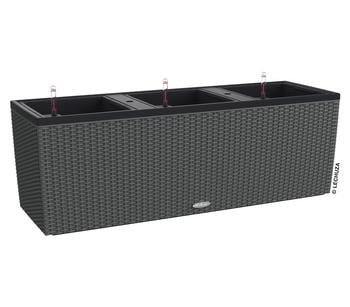 LECHUZA Polyrattan-Kasten Trio Cottage, rechteckig, Dunkelgrau - Polyrattan