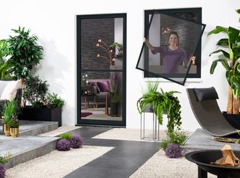 Hecht Fliegengitter Fenster mit Pollenschutz, ca B100/H120 cm, Dunkelgrau - Aluminium / Polyester